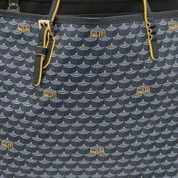 Faure Le Page Navy Blue Coated Canvas and Leather Daily Battle Tote