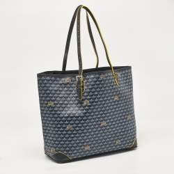Faure Le Page Navy Blue Coated Canvas and Leather Daily Battle Tote
