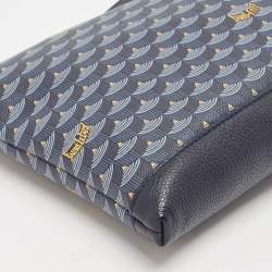 Faure Le Page Navy Blue Coated Canvas and Leather Wristlet Clutch