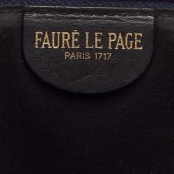 Faure Le Page Navy Blue Coated Canvas and Leather Wristlet Clutch
