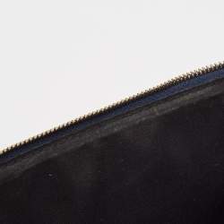 Faure Le Page Navy Blue Coated Canvas and Leather Wristlet Clutch