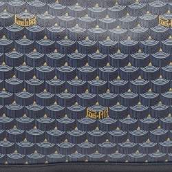 Faure Le Page Navy Blue Coated Canvas and Leather Wristlet Clutch