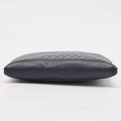 Faure Le Page Navy Blue Coated Canvas and Leather Wristlet Clutch