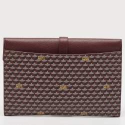 مملوكة مسبقًا Faure Le Page Burgundy Coated Canvas and Leather Express Envelope Clutch