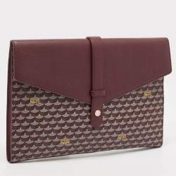 مملوكة مسبقًا Faure Le Page Burgundy Coated Canvas and Leather Express Envelope Clutch