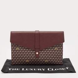 مملوكة مسبقًا Faure Le Page Burgundy Coated Canvas and Leather Express Envelope Clutch
