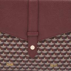 مملوكة مسبقًا Faure Le Page Burgundy Coated Canvas and Leather Express Envelope Clutch