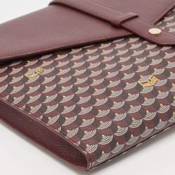 مملوكة مسبقًا Faure Le Page Burgundy Coated Canvas and Leather Express Envelope Clutch