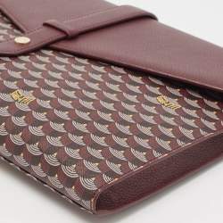 مملوكة مسبقًا Faure Le Page Burgundy Coated Canvas and Leather Express Envelope Clutch