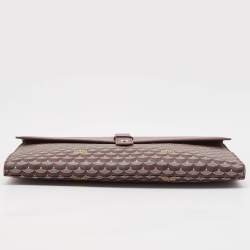 مملوكة مسبقًا Faure Le Page Burgundy Coated Canvas and Leather Express Envelope Clutch