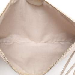 Faure Le Page Beige/Grey Coated Canvas and Leather Wristlet Pouch