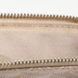 Faure Le Page Beige/Grey Coated Canvas and Leather Wristlet Pouch