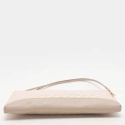 Faure Le Page Beige/Grey Coated Canvas and Leather Wristlet Pouch