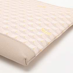 Faure Le Page Beige/Grey Coated Canvas and Leather Wristlet Pouch