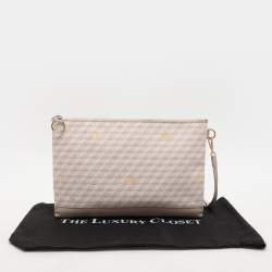 Faure Le Page Beige/Grey Coated Canvas and Leather Wristlet Pouch