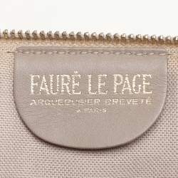 Faure Le Page Beige/Grey Coated Canvas and Leather Wristlet Pouch