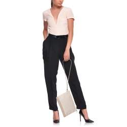 Faure Le Page Beige/Grey Coated Canvas and Leather Wristlet Pouch
