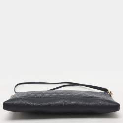 Faure Le Page Navy Blue Coated Canvas and Leather Wristlet Clutch