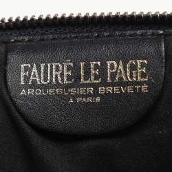 Faure Le Page Navy Blue Coated Canvas and Leather Wristlet Clutch