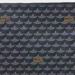 Faure Le Page Navy Blue Coated Canvas and Leather Wristlet Clutch