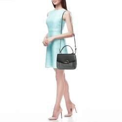 Faure Le Page Black Coated Canvas and Leather Parade Top Handle Bag