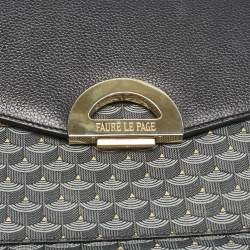 Faure Le Page Black Coated Canvas and Leather Parade Top Handle Bag