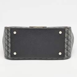 Faure Le Page Black Coated Canvas and Leather Parade Top Handle Bag