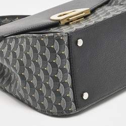 Faure Le Page Black Coated Canvas and Leather Parade Top Handle Bag