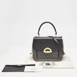 Faure Le Page Black Coated Canvas and Leather Parade Top Handle Bag