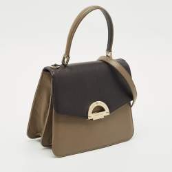Faure Le Page Beige/Choco Brown Leather Parade Top Handle Bag