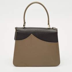 Faure Le Page Beige/Choco Brown Leather Parade Top Handle Bag