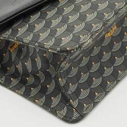 Faure Le Page Black/Grey Coated Canvas and Leather Parade Top Handle Bag