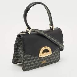 Faure Le Page Black/Grey Coated Canvas and Leather Parade Top Handle Bag