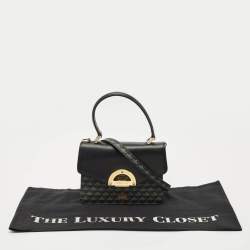 Faure Le Page Black/Grey Coated Canvas and Leather Parade Top Handle Bag