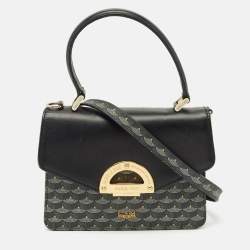 Faure Le Page Black/Grey Coated Canvas and Leather Parade Top Handle Bag