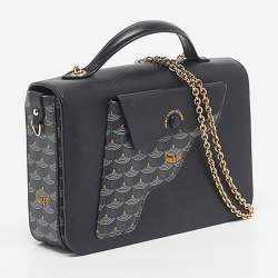 Pre Owned Faure Le Page Black Coated Canvas and Leather Calibre 21 Top Handle Bag