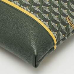 Pre Owned Faure Le Page Green Coated Canvas and Leather Etendard Zip Pouch