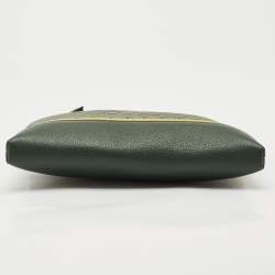 Pre Owned Faure Le Page Green Coated Canvas and Leather Etendard Zip Pouch