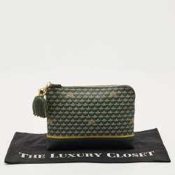 Pre Owned Faure Le Page Green Coated Canvas and Leather Etendard Zip Pouch