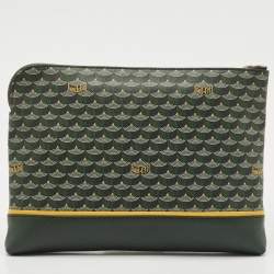 Pre Owned Faure Le Page Green Coated Canvas and Leather Etendard Zip Pouch