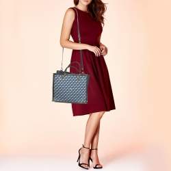 Pre Owned Faure Le Page Blue Jacquard Fabric and Leather SagaCity 31 Tote