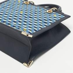Pre Owned Faure Le Page Blue Jacquard Fabric and Leather SagaCity 31 Tote