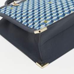 Pre Owned Faure Le Page Blue Jacquard Fabric and Leather SagaCity 31 Tote