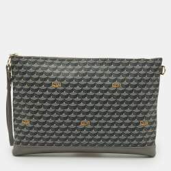 Pre Owned Faure Le Page Grey Coated Canvas and Leather Wristlet Pouch