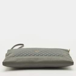 Pre Owned Faure Le Page Grey Coated Canvas and Leather Wristlet Pouch