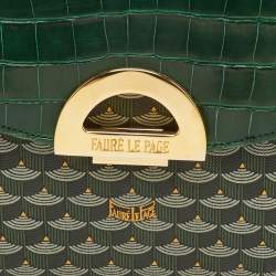 مملوكة مسبقًا Faure Le Page Parade Green Coated Canvas and Alligator Top Handle Bag