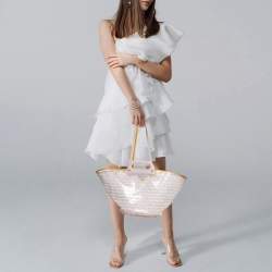 Pre Owned Faure Le Page Basket 57 Pale Pink Vinyl and Leather Tote