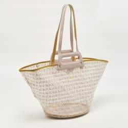 Pre Owned Faure Le Page Basket 57 Pale Pink Vinyl and Leather Tote