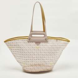 Pre Owned Faure Le Page Basket 57 Pale Pink Vinyl and Leather Tote