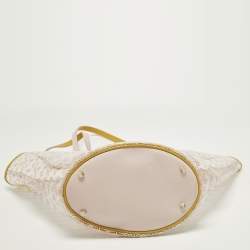 Pre Owned Faure Le Page Basket 57 Pale Pink Vinyl and Leather Tote